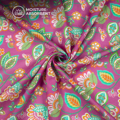 Multi Color Floral Digital Print Cotton Mulmul Fabric