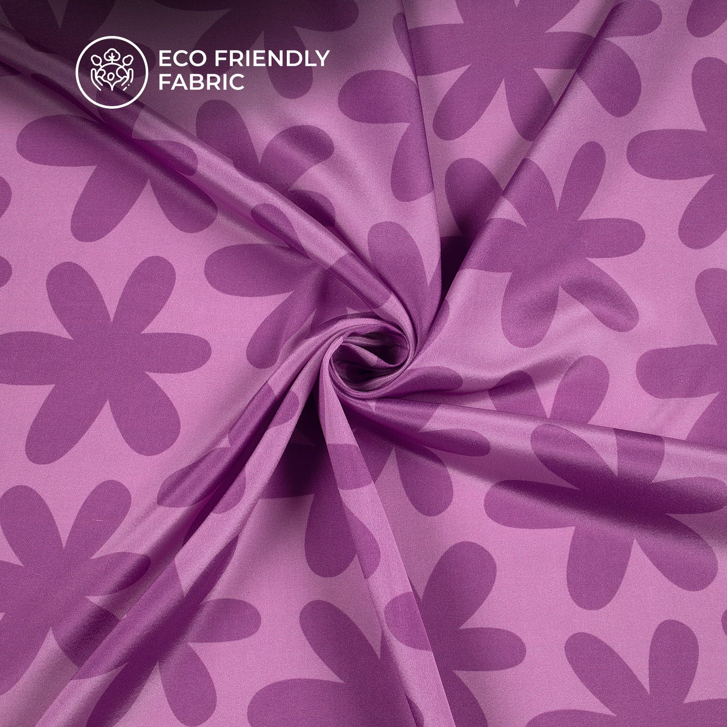 Violet Purple Floral Digital Print Crepe Silk Fabric