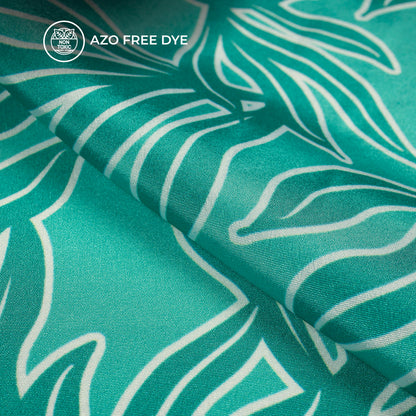 Viridian Green Leaf Digital Print Crepe Silk Fabric