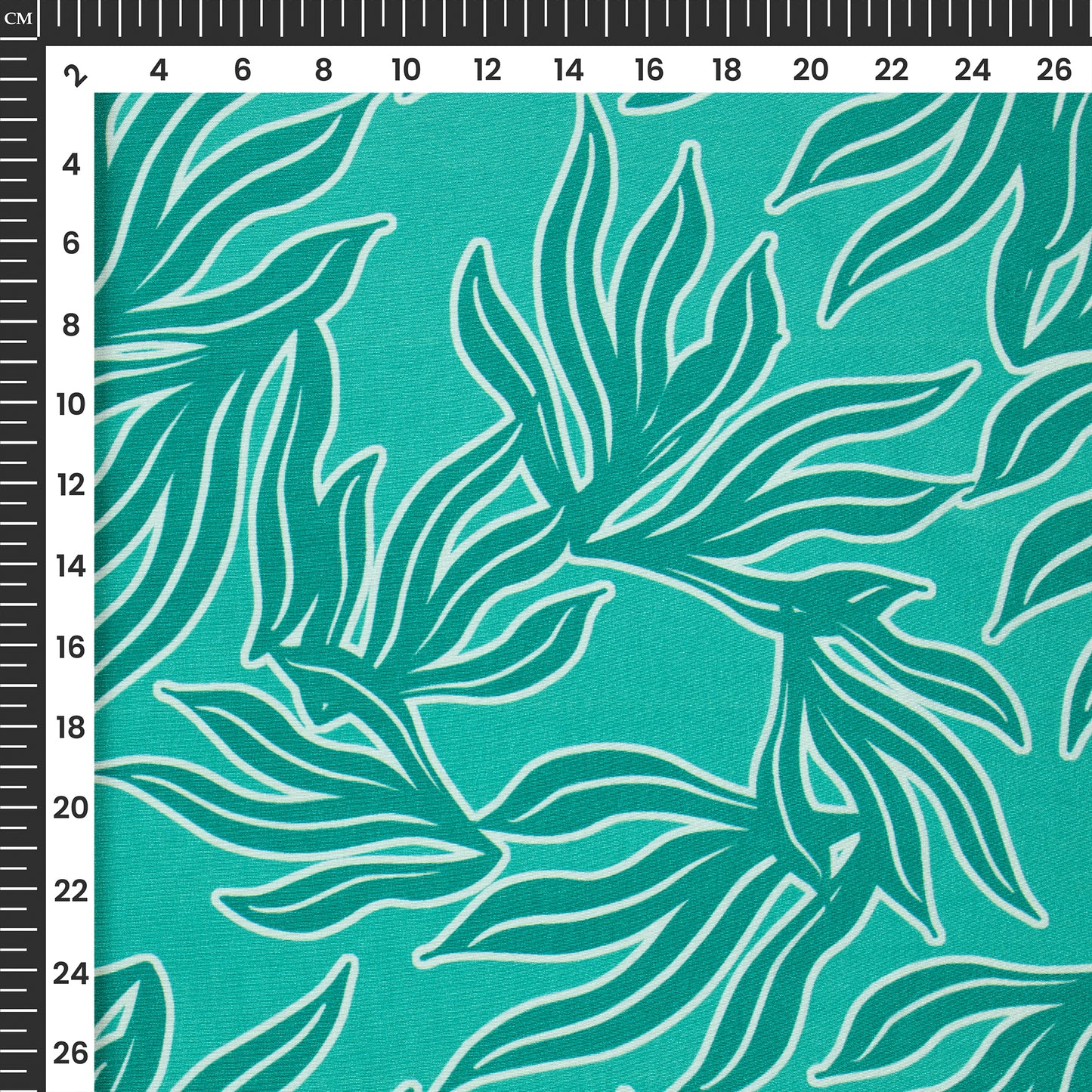 Viridian Green Leaf Digital Print Crepe Silk Fabric