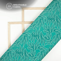 Viridian Green Leaf Digital Print Crepe Silk Fabric