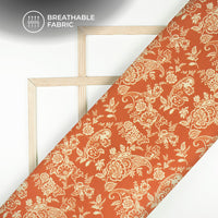 Fire Orange Floral Digital Print Crepe Silk Fabric