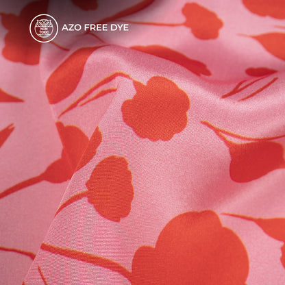 Rose Red Floral Digital Print Crepe Silk Fabric