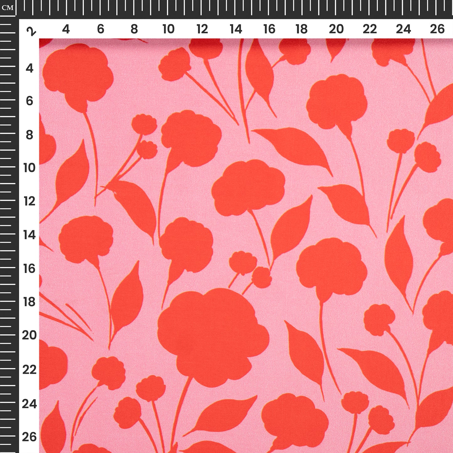 Rose Red Floral Digital Print Crepe Silk Fabric