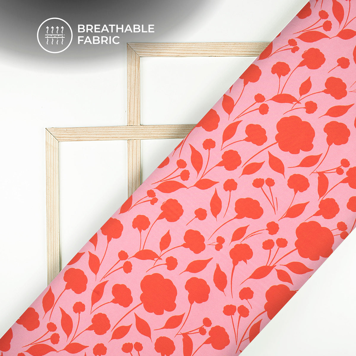Rose Red Floral Digital Print Crepe Silk Fabric