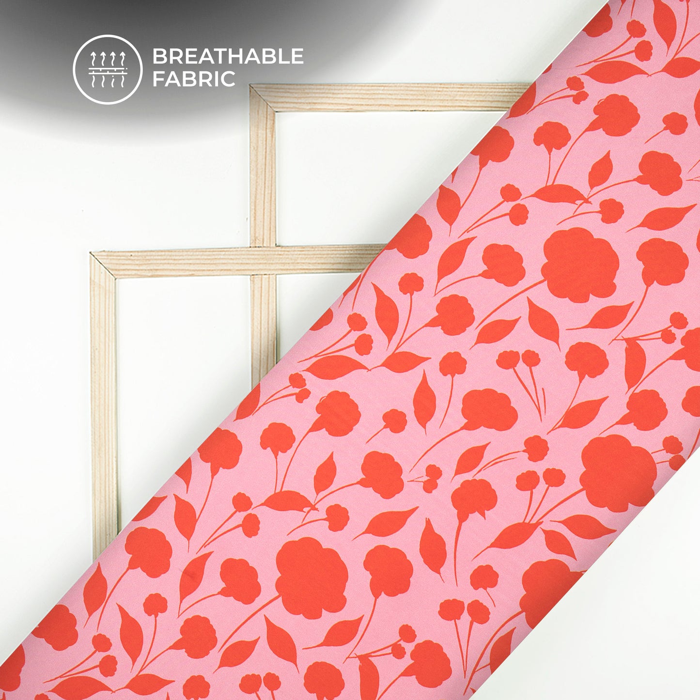 Rose Red Floral Digital Print Crepe Silk Fabric