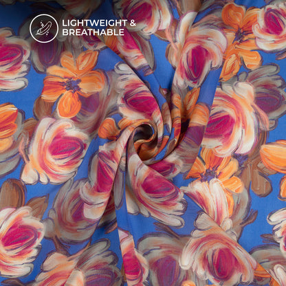 Multi Color Floral Digital Print Viscose Natural Crepe Fabric