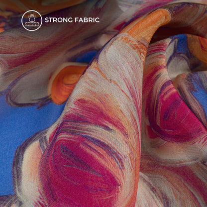 Multi Color Floral Digital Print Viscose Natural Crepe Fabric