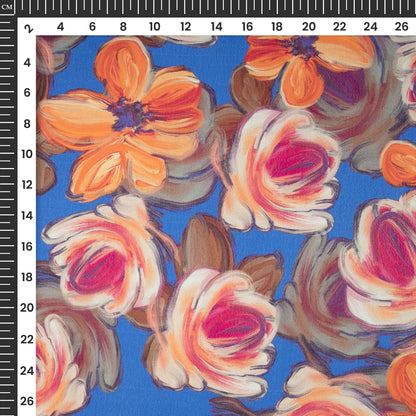 Multi Color Floral Digital Print Viscose Natural Crepe Fabric