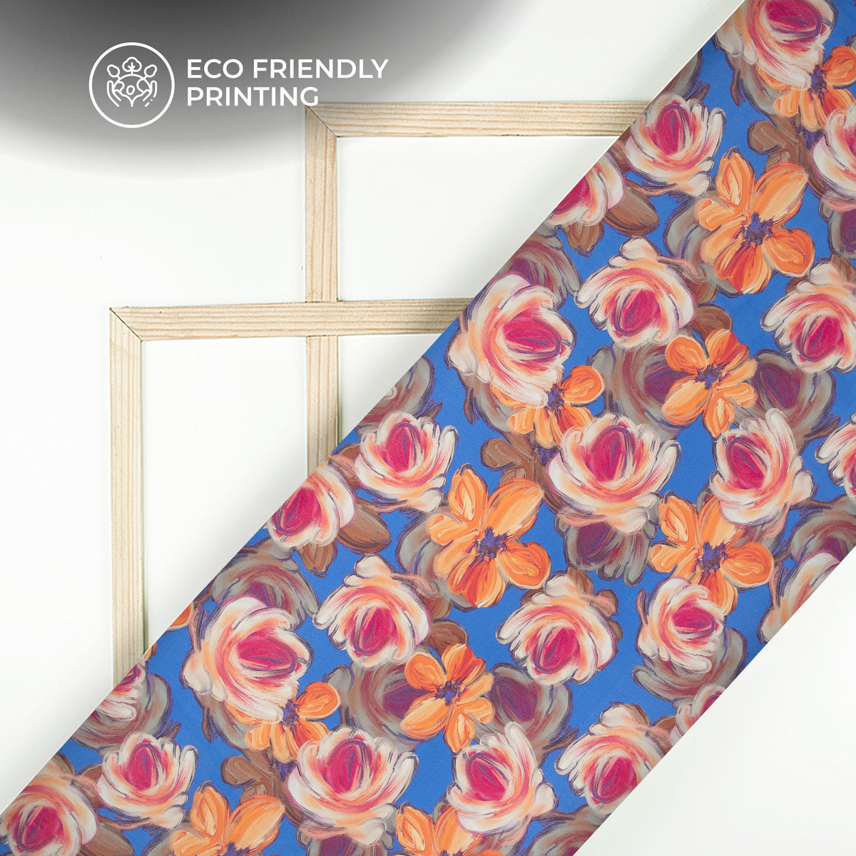 Multi Color Floral Digital Print Viscose Natural Crepe Fabric