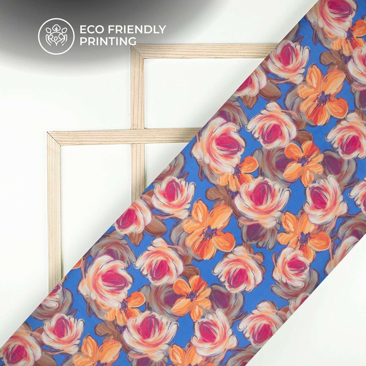 Multi Color Floral Digital Print Viscose Natural Crepe Fabric