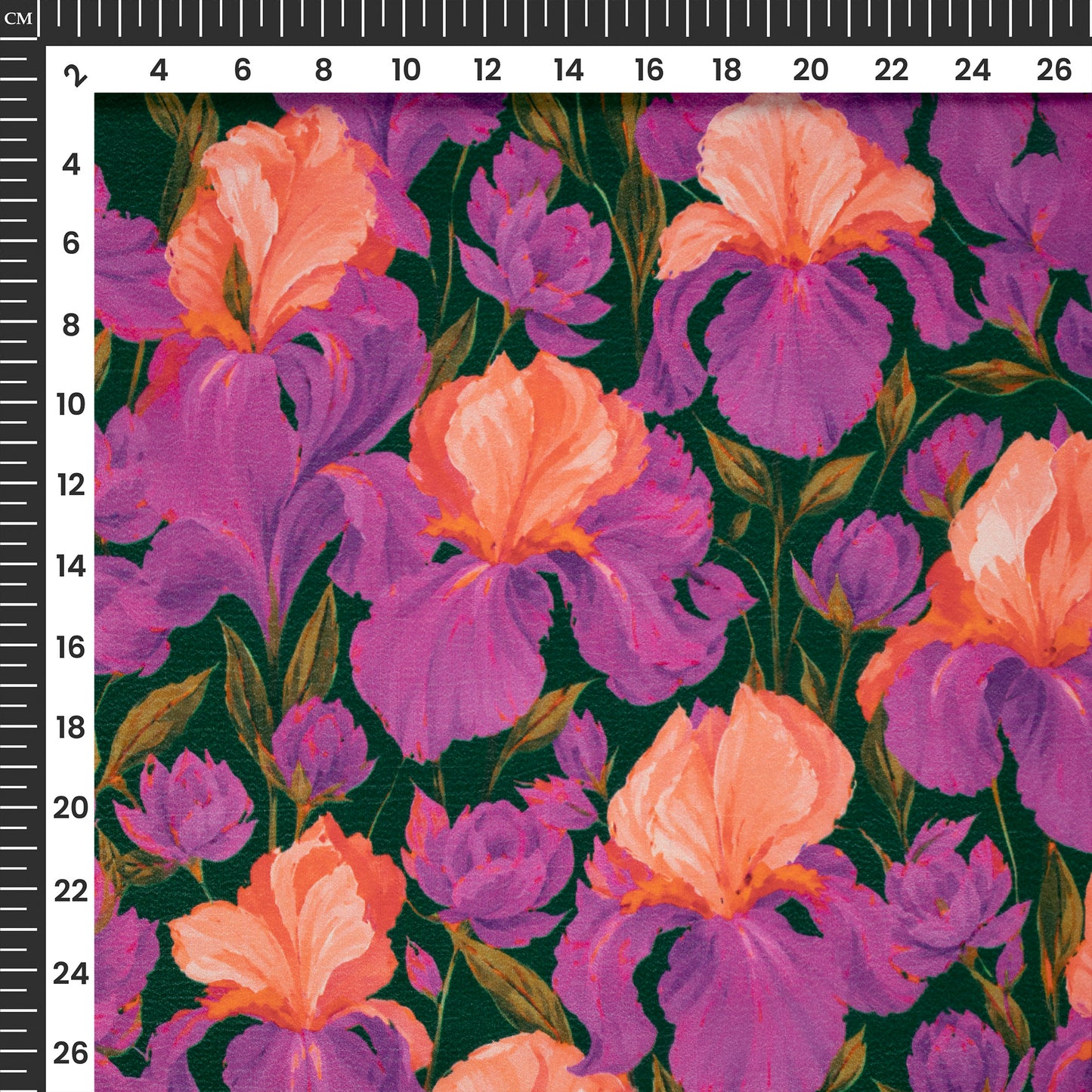 Medium Purple Floral Digital Print Viscose Natural Crepe Fabric