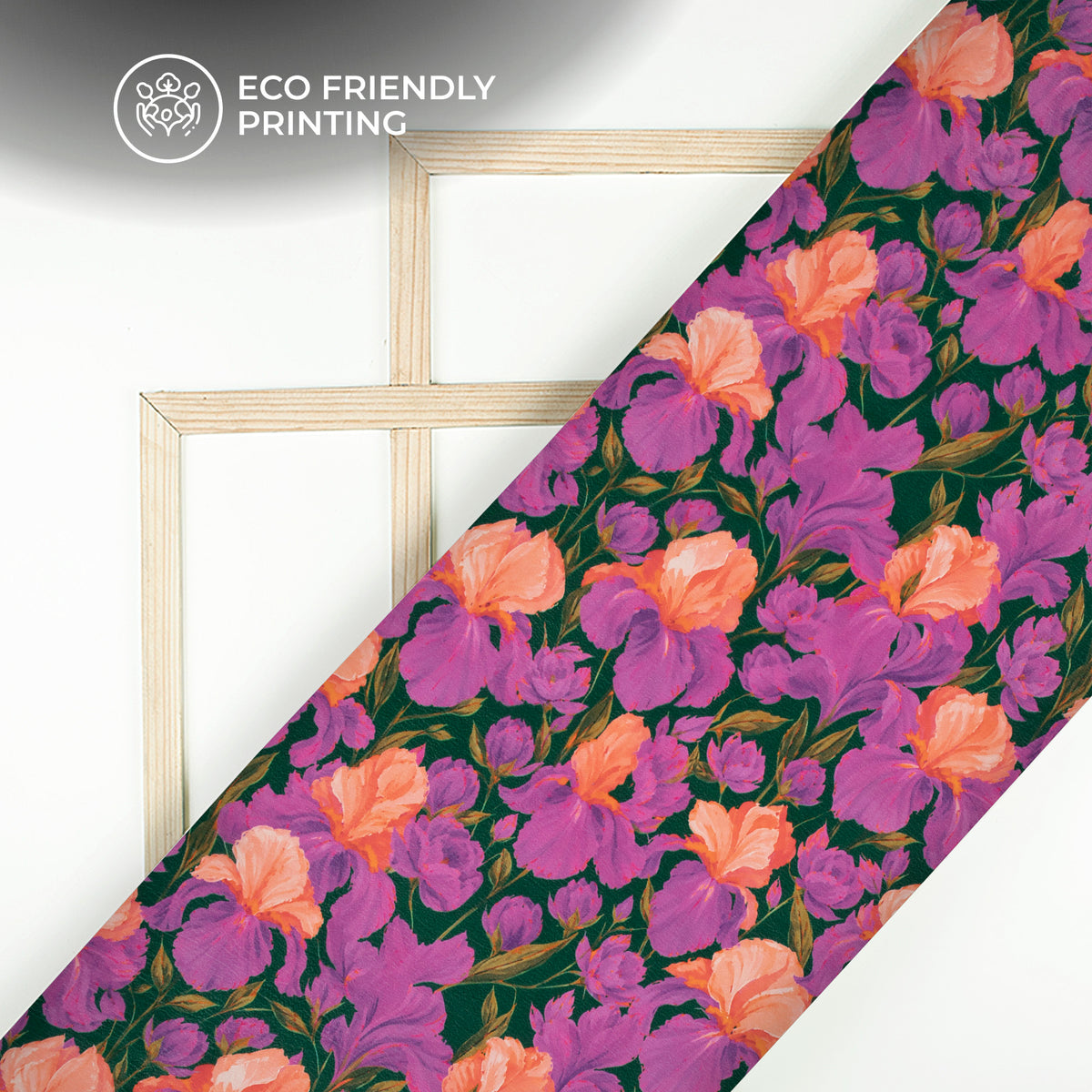 Medium Purple Floral Digital Print Viscose Natural Crepe Fabric