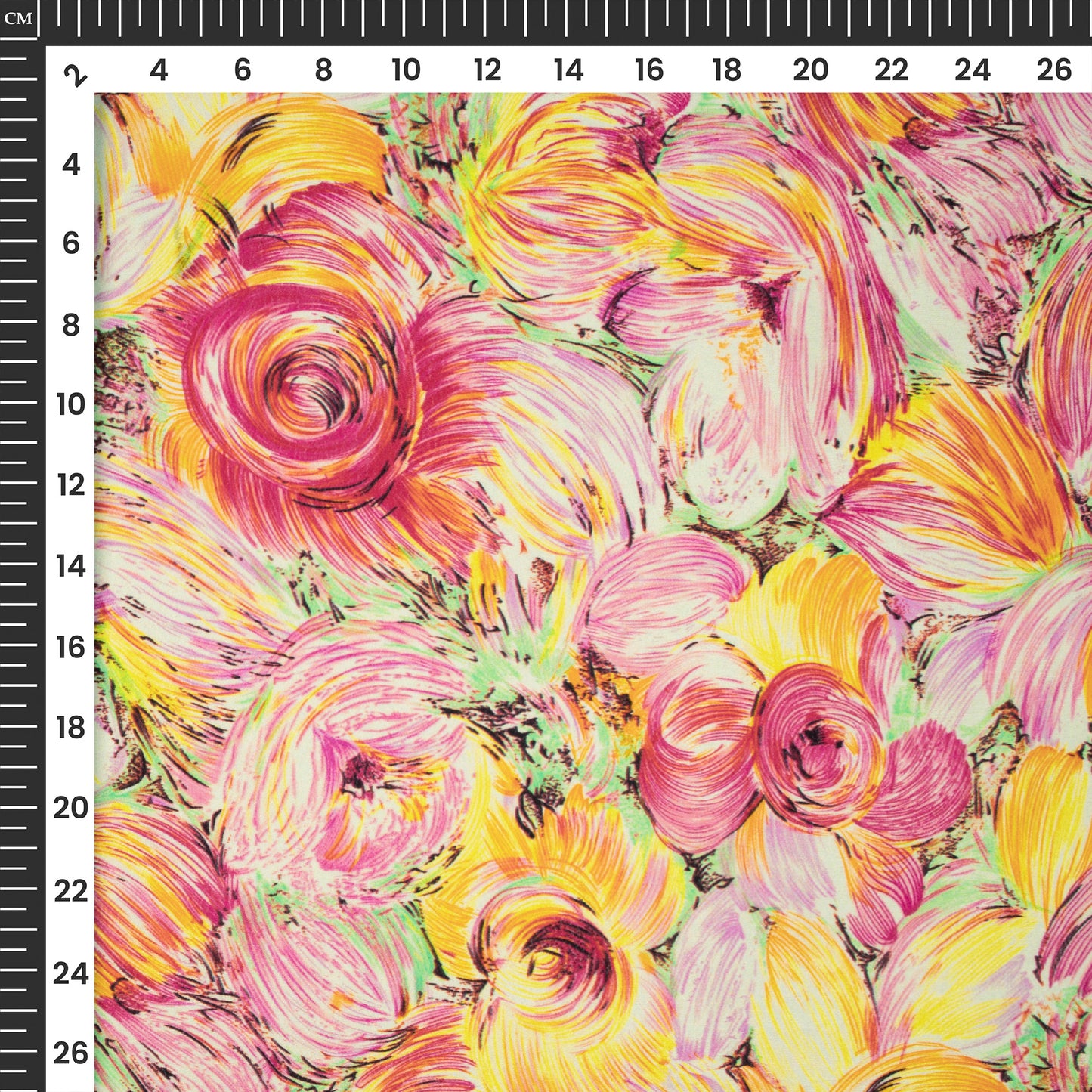 Multi Color Floral Digital Print Viscose Natural Crepe Fabric