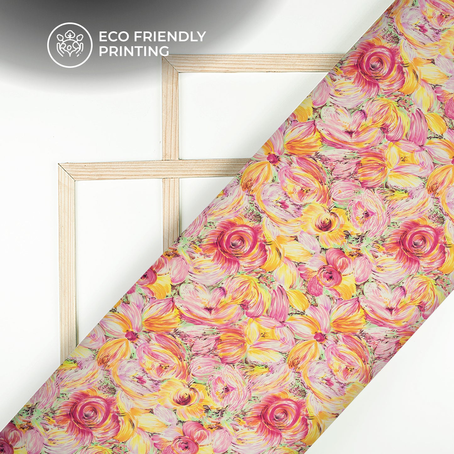 Multi Color Floral Digital Print Viscose Natural Crepe Fabric