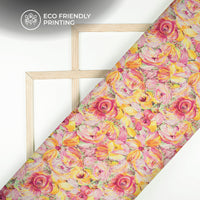 Multi Color Floral Digital Print Viscose Natural Crepe Fabric