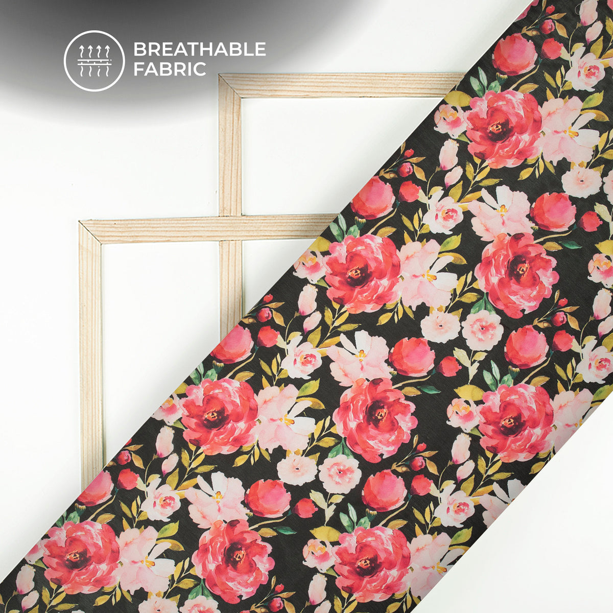 Ruby Red Floral Digital Print Georgette Satin Fabric