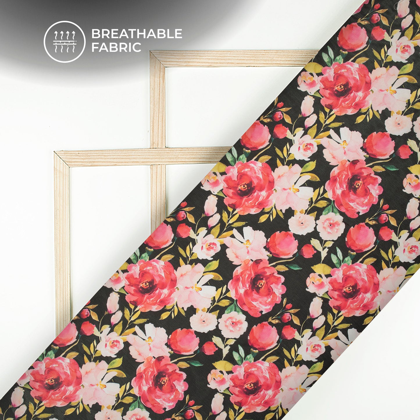 Ruby Red Floral Digital Print Georgette Satin Fabric