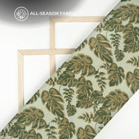 Dark Green Leaf Digital Print Shimmer Tissue Fabric