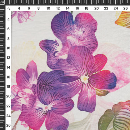 Rebecca Purple Floral Digital Print Shimmer Tissue Fabric