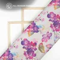 Rebecca Purple Floral Digital Print Shimmer Tissue Fabric