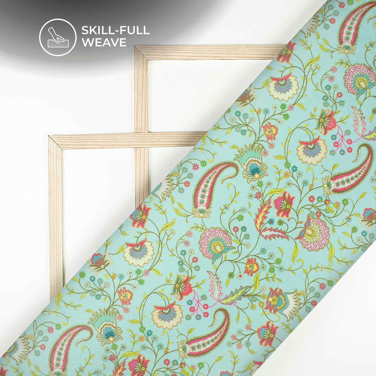 Light Cryan Floral Design Digital Print Kota Doria Fabric
