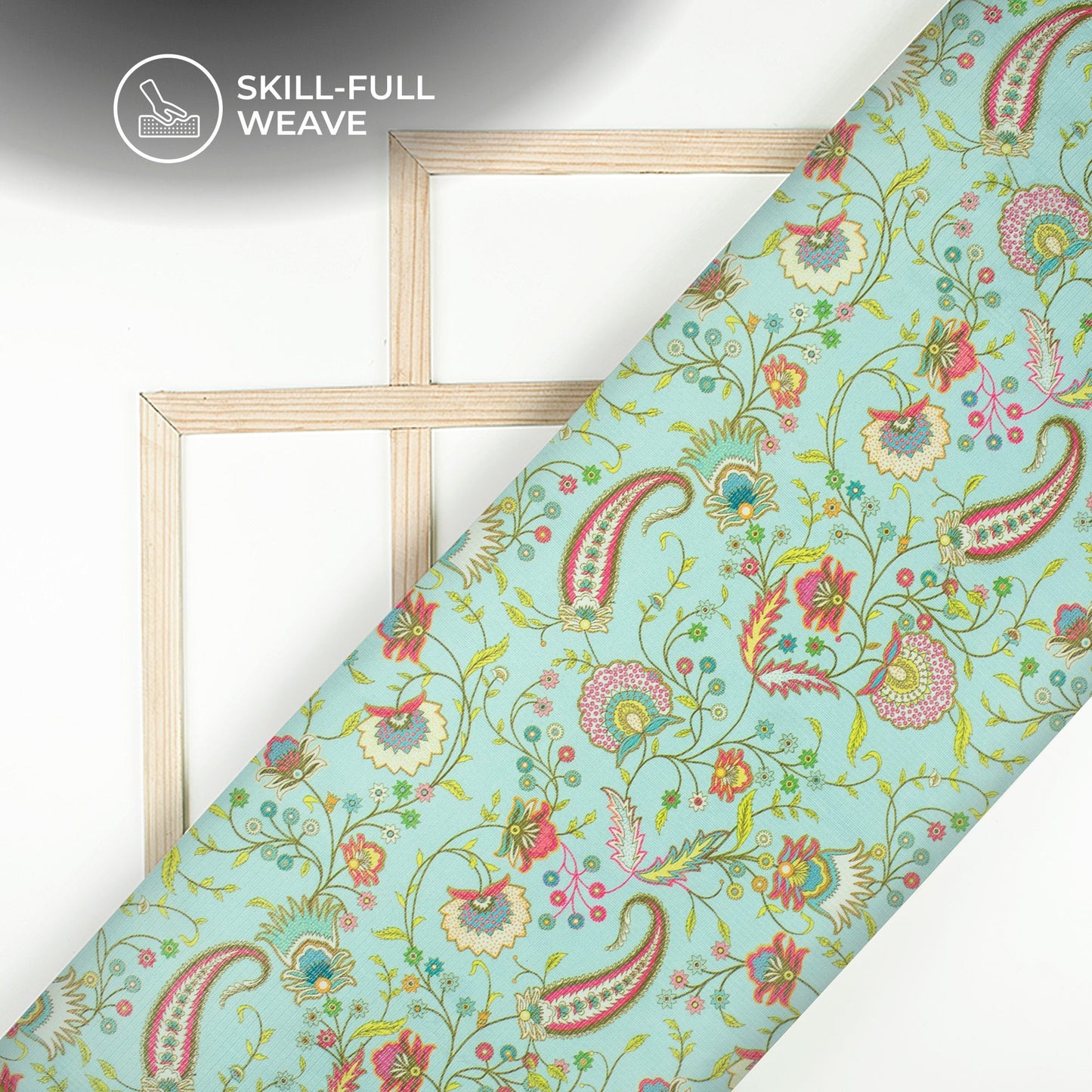 Light Cryan Floral Design Digital Print Kota Doria Fabric