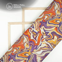 Navy Blue Stripes Design Digital Print Kota Doria Fabric