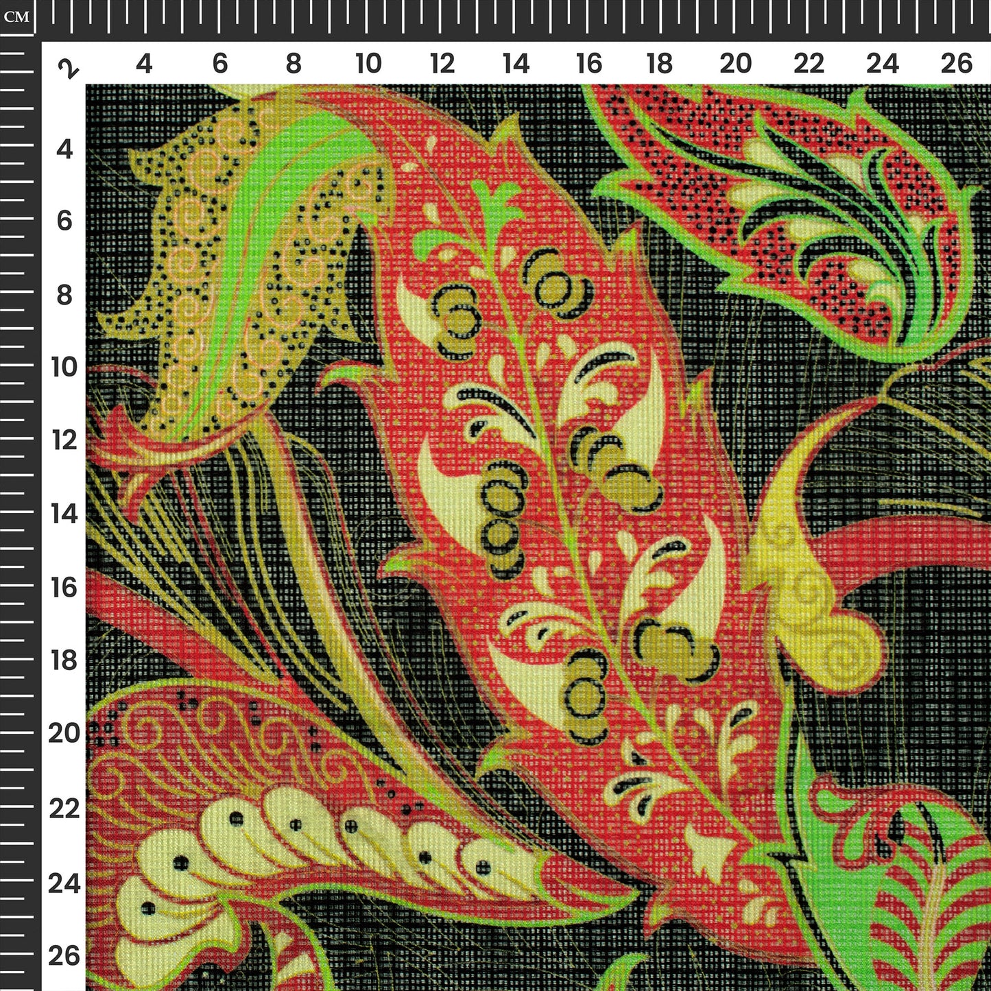 Black Leaf Design Digital Print Kota Doria Fabric