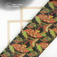 Black Leaf Design Digital Print Kota Doria Fabric