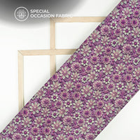 Levender Purple Floral Digital Print Bemberg Raw Silk Fabric