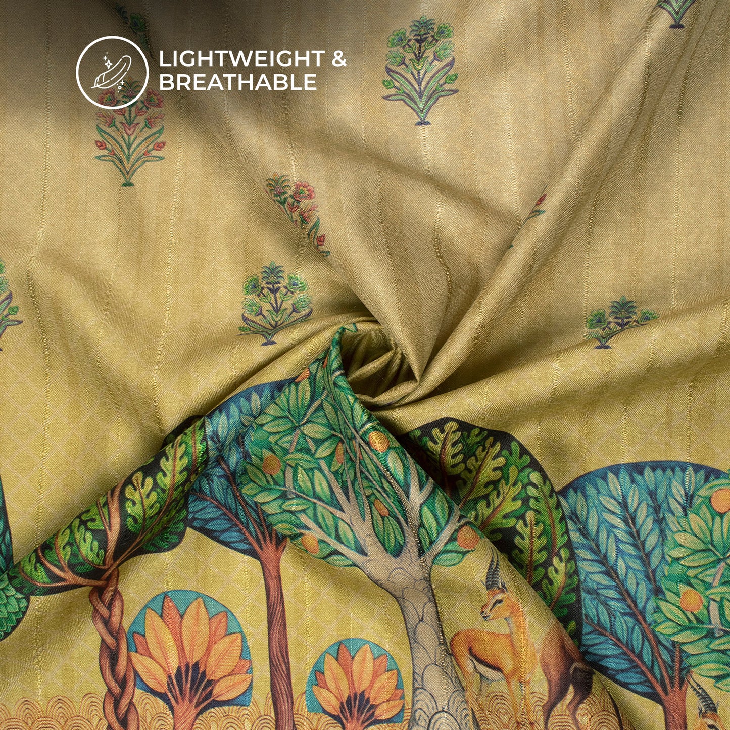 Nature Luxe Edit - Leaf Digital Print Art Tussar Silk Fabric