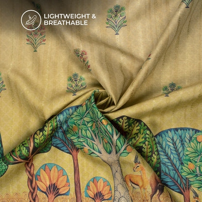 Nature Luxe Edit - Leaf Digital Print Art Tussar Silk Fabric
