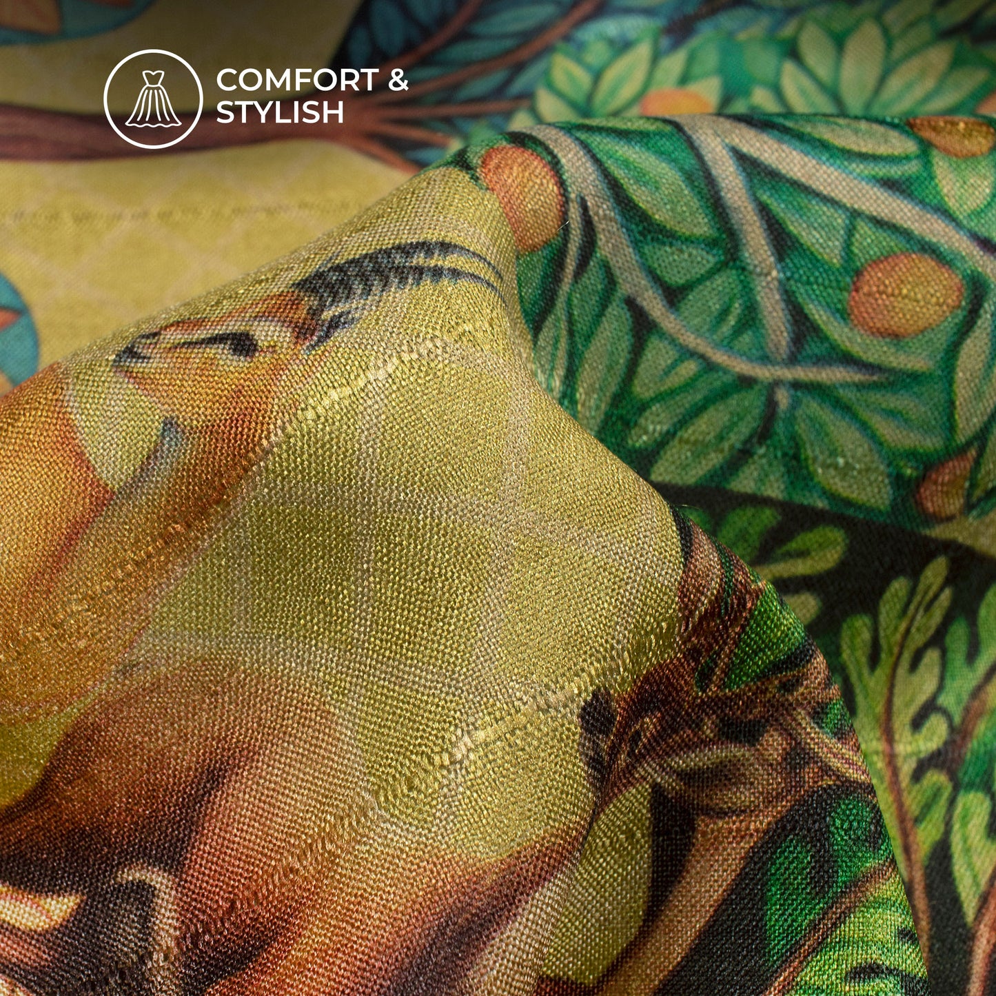 Nature Luxe Edit - Leaf Digital Print Art Tussar Silk Fabric