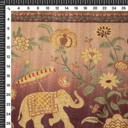 Royal Heritage Drop - Elephant Digital Print Art Tussar Silk Fabric