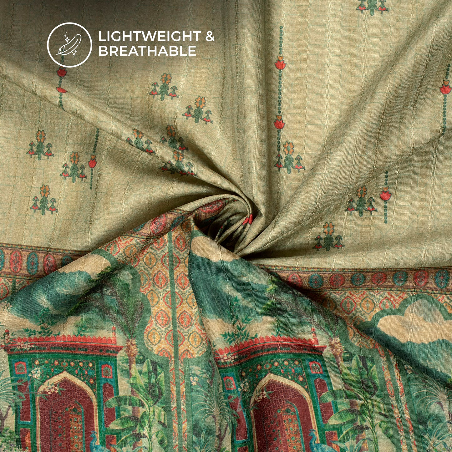 Bloom In Luxury - Floral Digital Print Art Tussar Silk Fabric