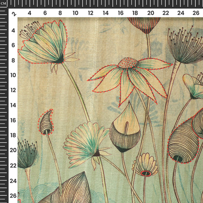 Modern Canvas - Artistic Digital Print Art Tussar Silk Fabric