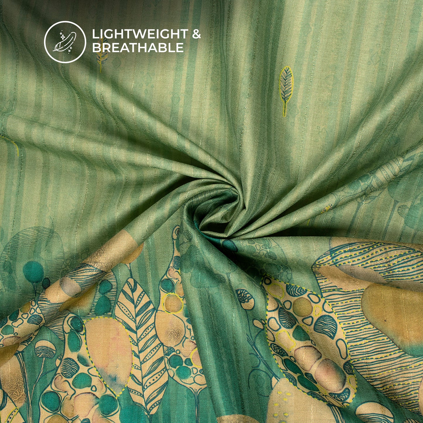 Minimal Roots, Rich Feel - Classic Motif Digital Print Art Tussar Silk Fabric