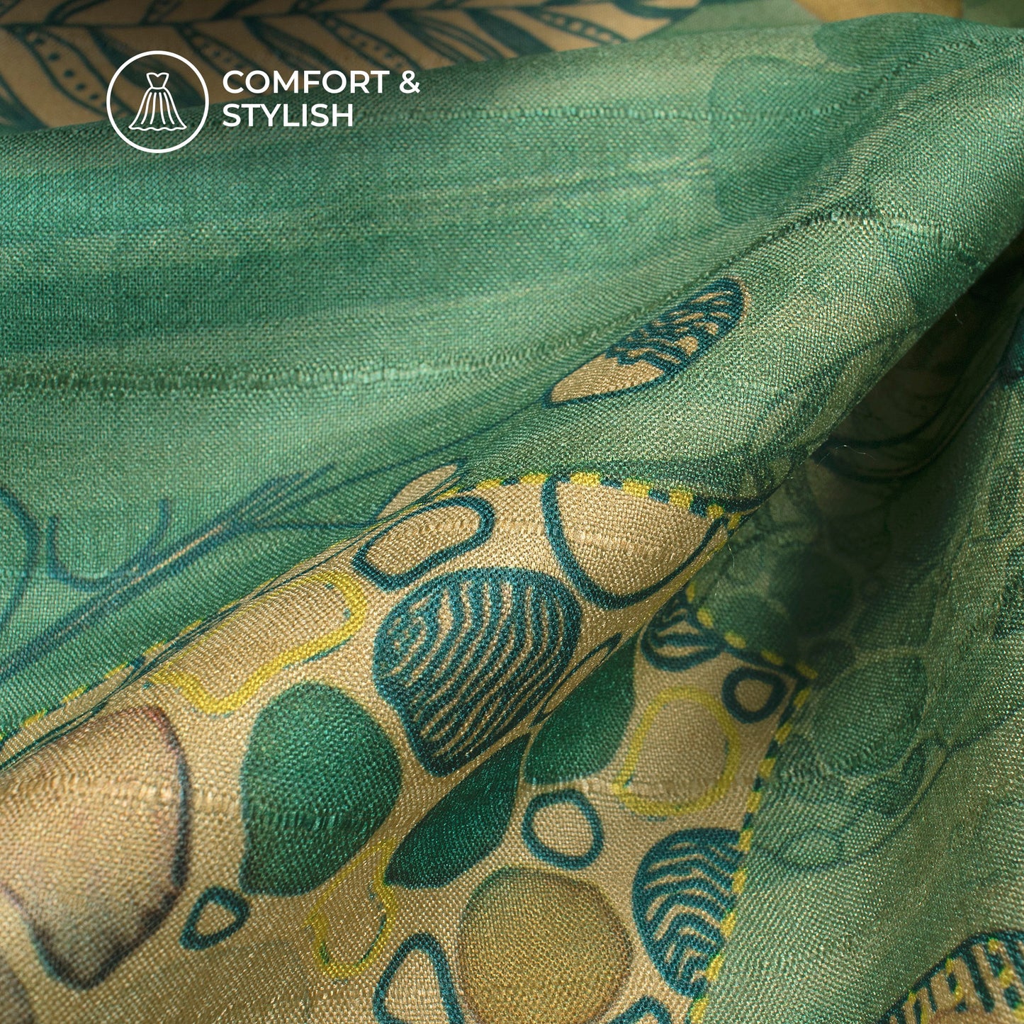 Minimal Roots, Rich Feel - Classic Motif Digital Print Art Tussar Silk Fabric