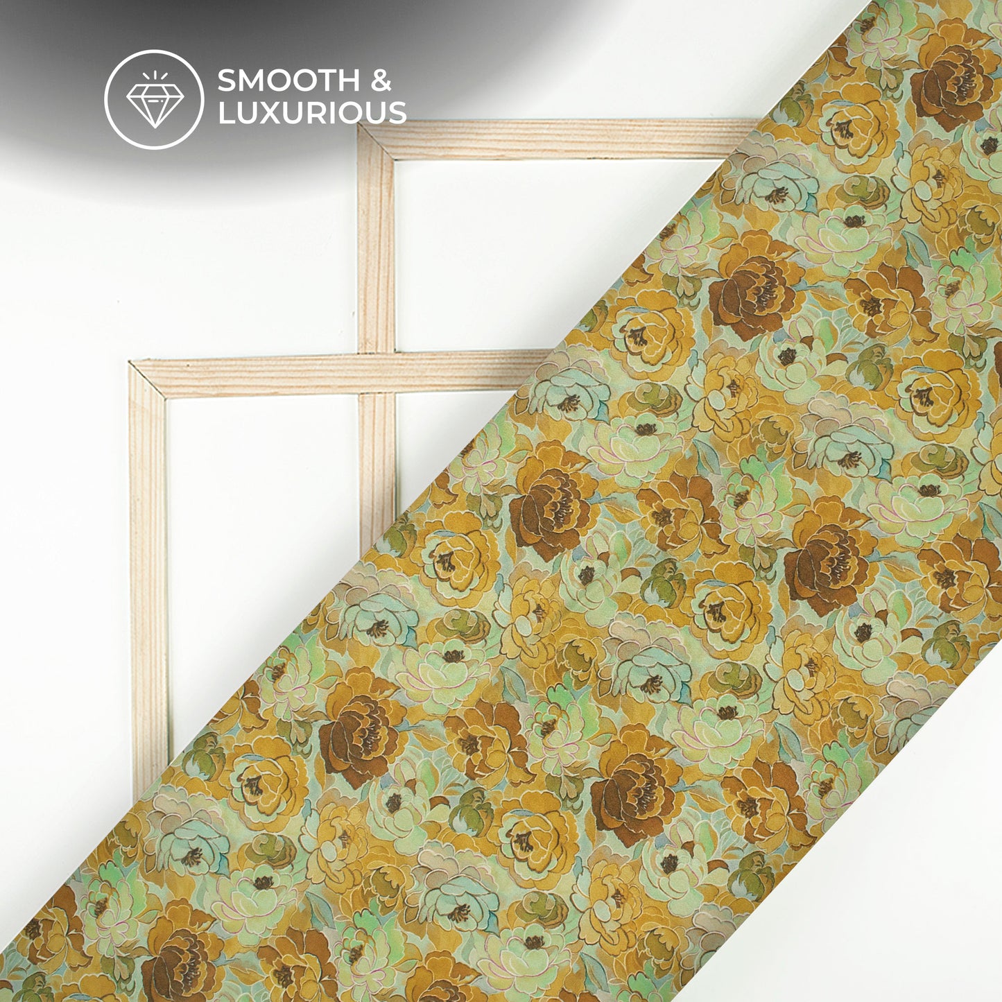 Caramel Brown Floral Pattern Digital Print Viscose Uppada Silk Fabric