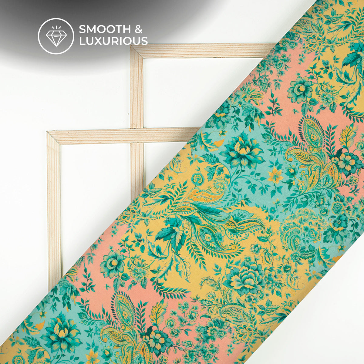 Golden Brown Floral Pattern Digital Print Viscose Uppada Silk Fabric