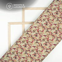Pastle Cream Floral Pattern Digital Print Viscose Uppada Silk Fabric