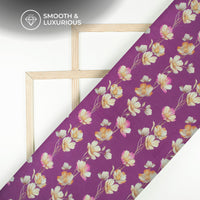 Purple Magenta Floral Pattern Digital Print Viscose Uppada Silk Fabric