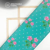 Deep Sky Blue Floral Digital Print Lightweight Georgette Fabric