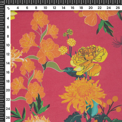 Cherry Red Floral Digital Print Lightweight Georgette Fabric