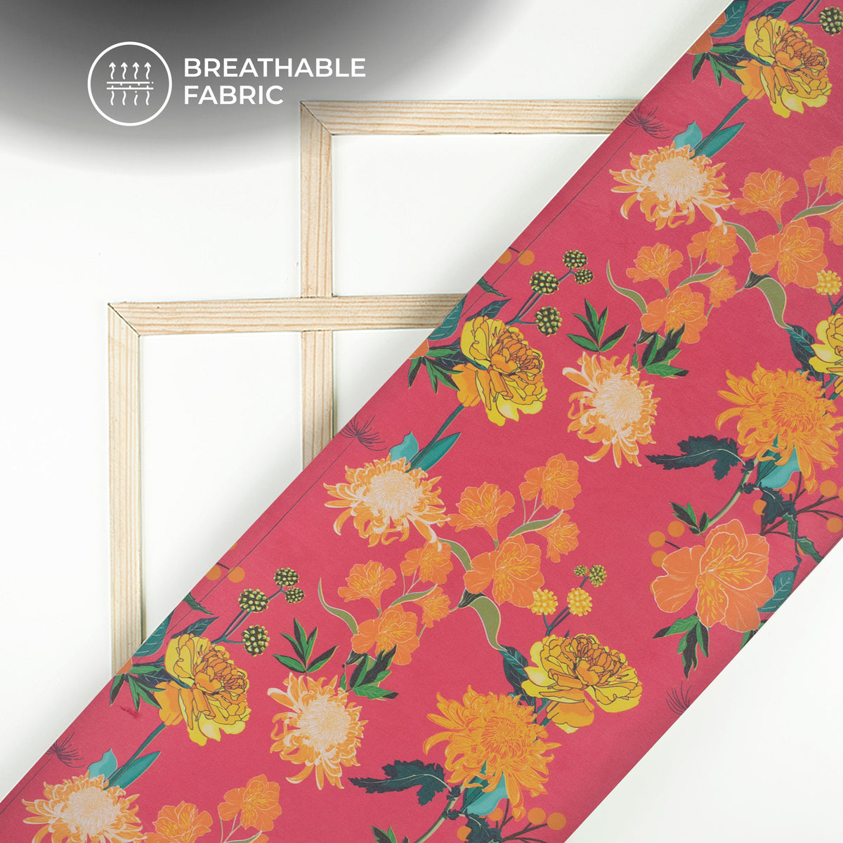 Cherry Red Floral Digital Print Lightweight Georgette Fabric