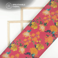 Cherry Red Floral Digital Print Lightweight Georgette Fabric