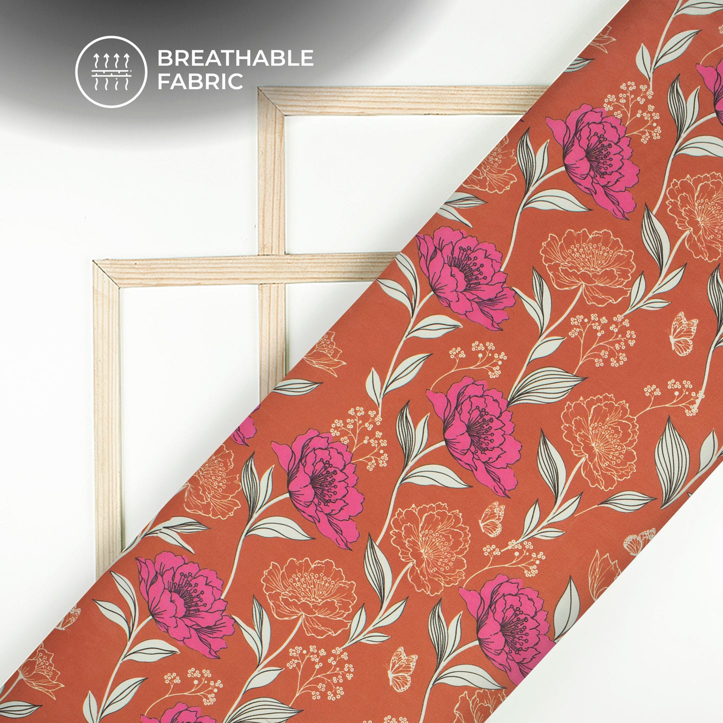 Saddle Brown Floral Digital Print Lightweight Georgette Fabric