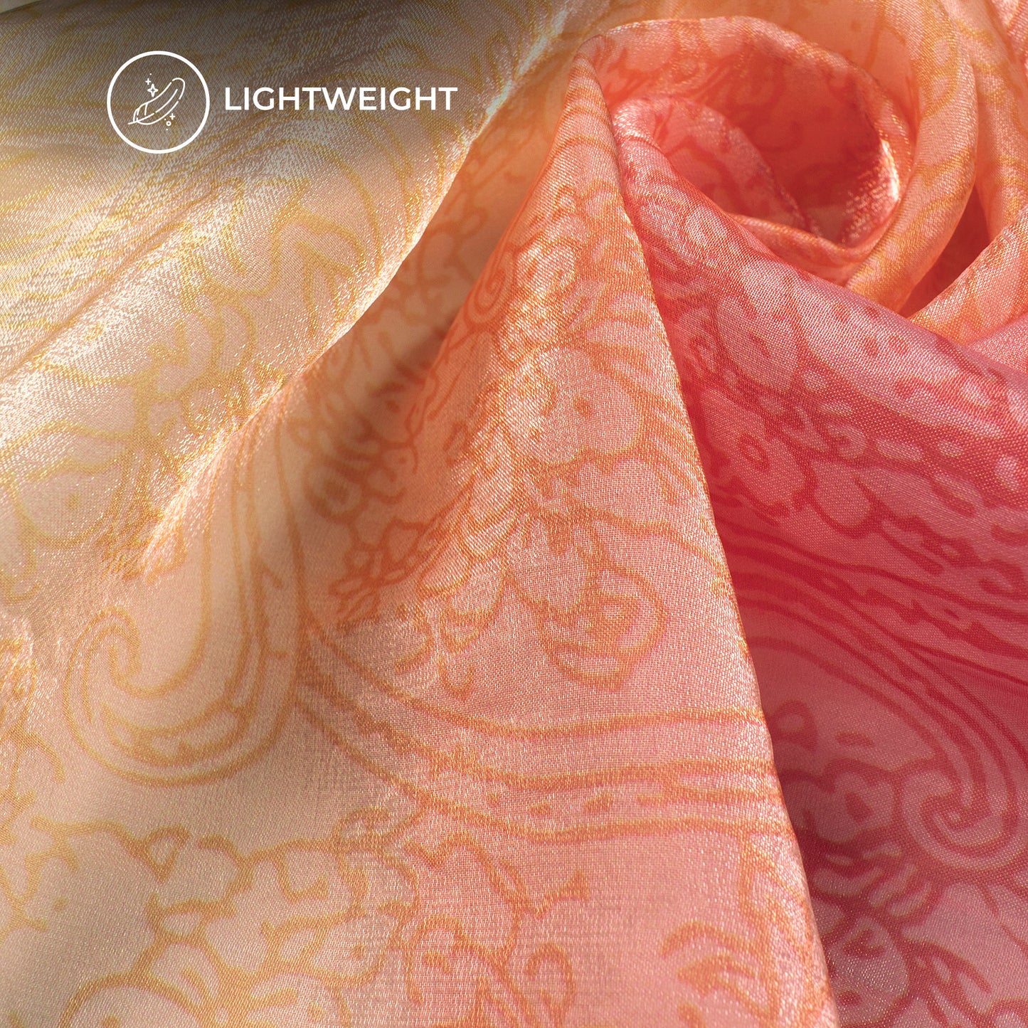 Rose Red Floral Digital Print Shimmer Tissue Fabric