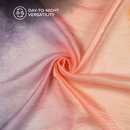 Neon Orange Floral Digital Print Shimmer Tissue Fabric